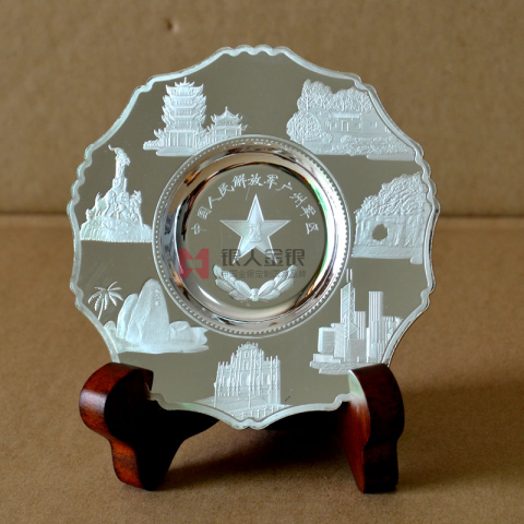 南部戰區廣州軍區紀念盤純銀制品擺件定制
